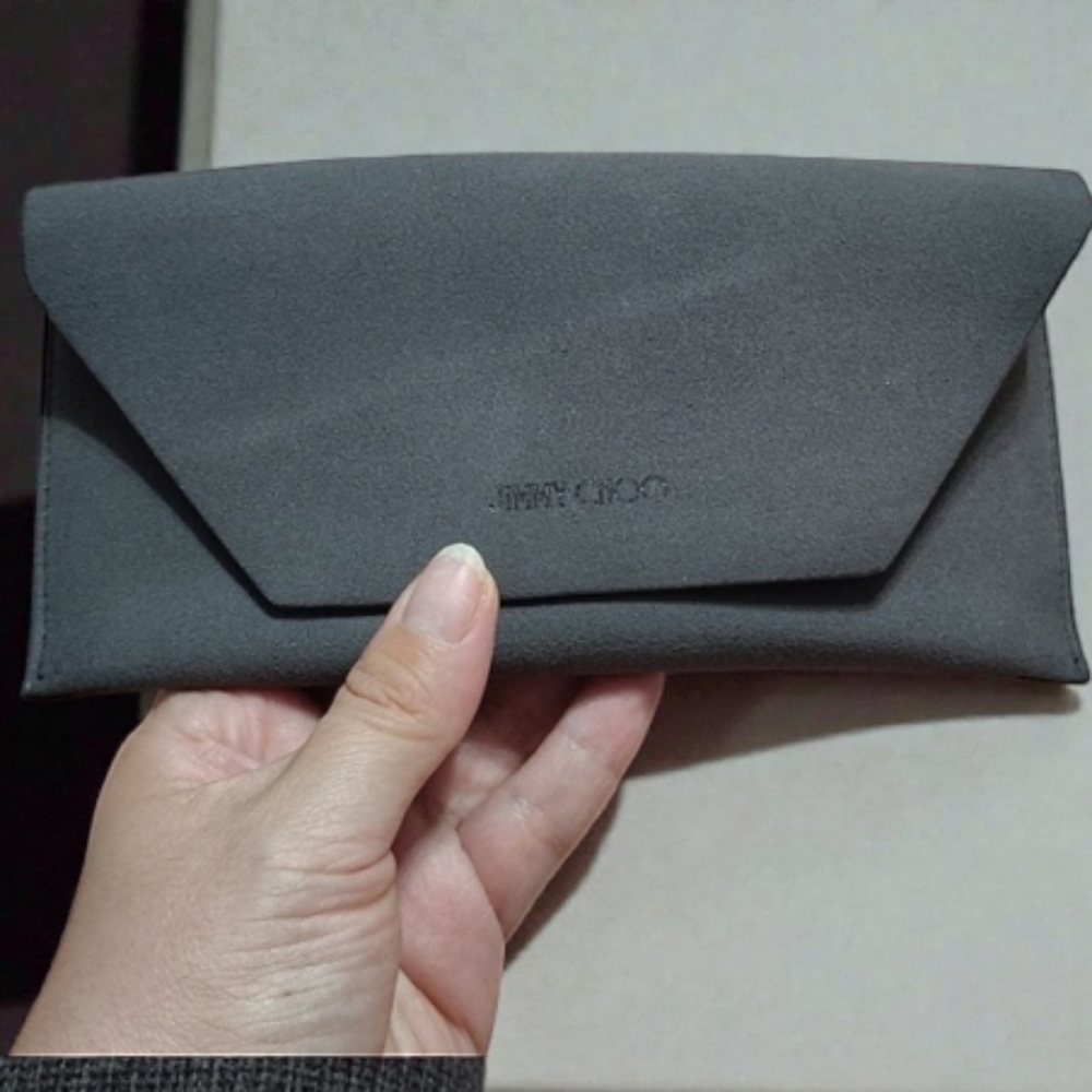 Jimmy Choo Charcoal Suede Envelope Sunglasses Case